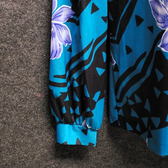 Vintage 70s 80s tie neck blouse long sleeve floral - Picture 3 of 8